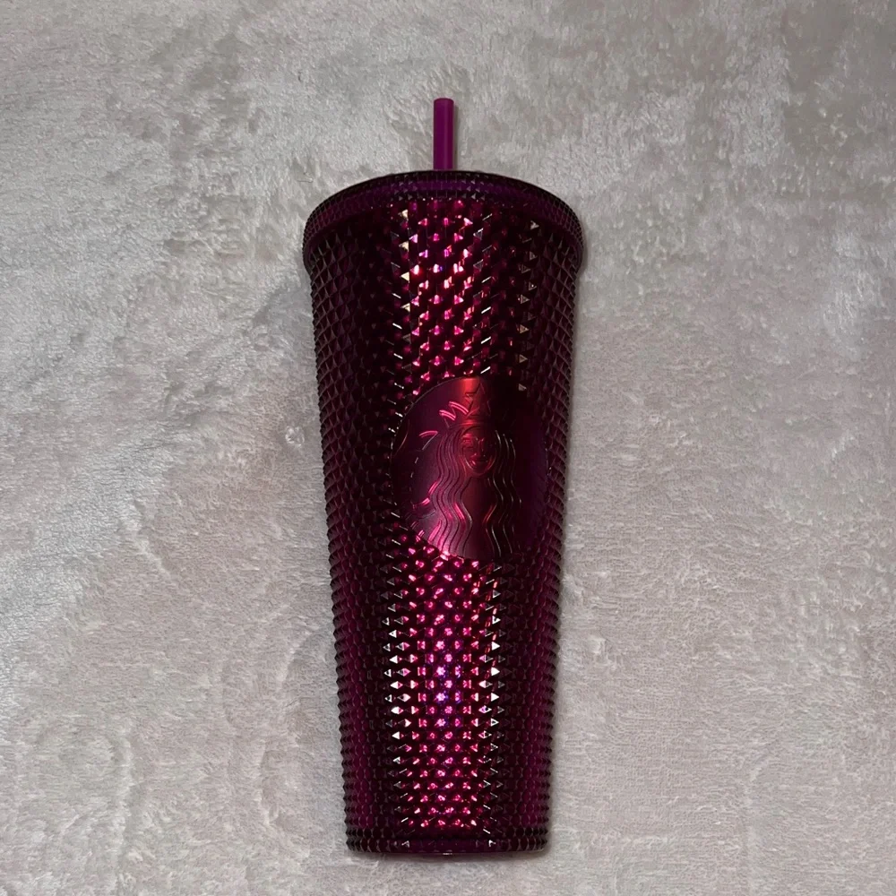 NWT Starbucks 2022 Winter Bling Berry Iridescent Shiny Studded Tumbler 24 OZ